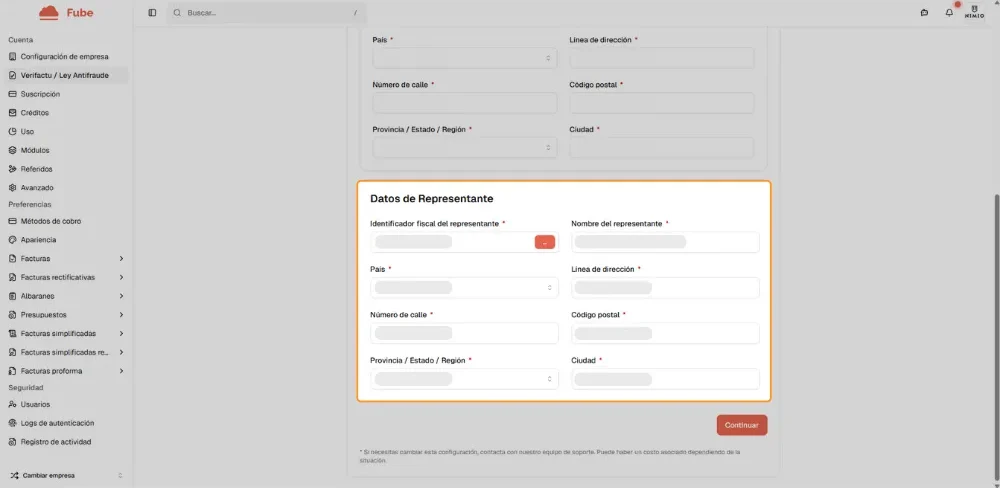 Quinto paso de la guía de activación de Verifactu